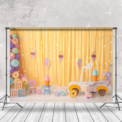 Cake Smash Coloré Glace Crème Or Rideau Toile de fond