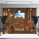 Cake Smash Ciel Occidental Cow-boy En bois Porte Toile de fond