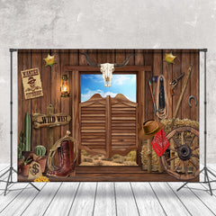 Cake Smash Ciel Occidental Cow-boy En bois Porte Toile de fond