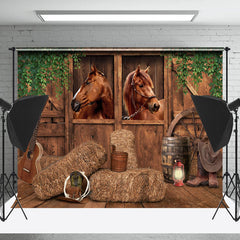 Cake Smash Occidental Cow-boy En bois Écurie Rétro Toile de fond