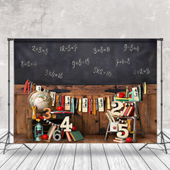 Cake Smash Tableau noir Mathématiques Bois Rétro Mur Toile de fond