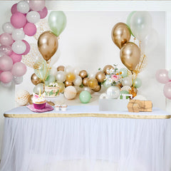 Lofaris Toile de fond Cake Smash premier anniversaire ballons or et vert sauge, Fond fête garçon fille lettres blanches ONE