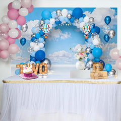 Lofaris Fond Cake Smash Montgolfière Up Up and Away Ciel Bleu Fête TWO