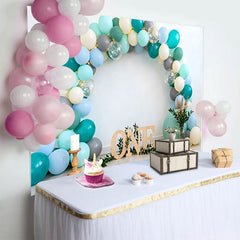Lofaris Toile de Fond Cake Smash Ballons Bleu et Sarcelle Style Boho Vert
