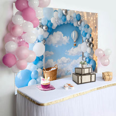 Lofaris Toile de Fond Ciel Nuages Montgolfière Premier Anniversaire Garçon