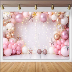 Lofaris Fond Anniversaire Princesse Arche Ballons Rose Or Étoiles Filantes