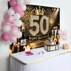 Lofaris Fond 50 ans Joyeux Anniversaire Couronne Or Cadeaux Diamant Noir Or