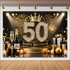 Lofaris Fond 50 ans Joyeux Anniversaire Couronne Or Cadeaux Diamant Noir Or