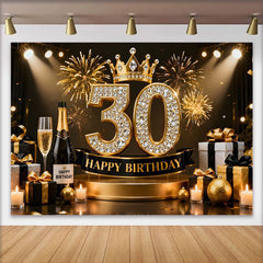 Lofaris Fond Anniversaire 30 ans Couronne Or Cadeaux Diamant Noir et Or