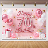 Lofaris Fond 70 ans Joyeux Anniversaire Ballons Roses Étoiles Or et Diamant