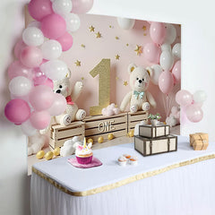 Lofaris Fond Anniversaire Bleu Marine et Or Arche de Ballons et Feuillage