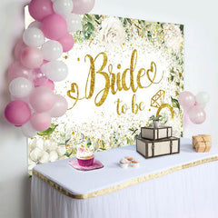 Lofaris Toile de Fond Bride to Be Or Pailleté Fleurs Blanches et Eucalyptus