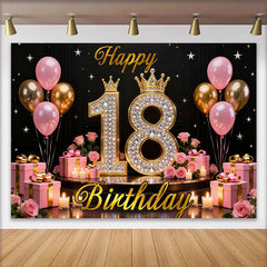 Lofaris Fond Luxe 18 ans Joyeux Anniversaire Diamants Rose Or et Couronnes