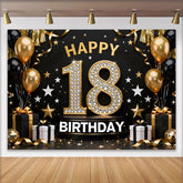 Lofaris Fond Luxe 18 ans Joyeux Anniversaire Ballons Or et Chiffres Diamant
