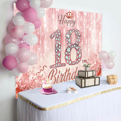 Lofaris Fond 18 ans Or Rose Chiffres Diamant Rose et Fond Pailleté