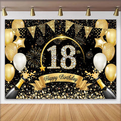 Lofaris Fond Luxe 18 ans Champagne Chiffres Diamant et Banderoles Or