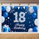 Lofaris Toile de Fond 18 ans Bleu Royal et Argent Diamant et Feu d'artifice