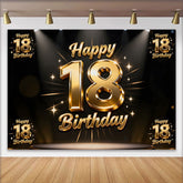 Lofaris Fond 18 ans Or Étincelant Projecteurs et Étoiles Luxe Anniversaire