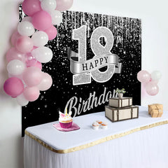 Lofaris Fond 18 ans Argent Pailleté Rubans Scintillants et Étincelles