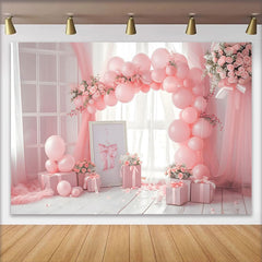 Lofaris Fond Arche de Ballons Rose et Cadeau Fenêtre Intérieure Cake Smash