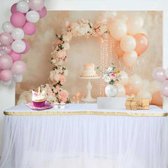 Lofaris Fond Mariage Arche Florale Ballons Rose Pastel, Arrière-plan Bridal Shower Gâteau et Guirlandes