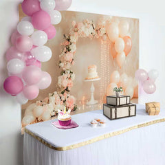 Lofaris Fond Mariage Arche Florale Ballons Rose Pastel, Arrière-plan Bridal Shower Gâteau et Guirlandes