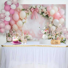 Lofaris Fond Mariage Ballons Roses et Rubans, Arrière-plan Photographie Bridal Shower Fleurs Aquarelle