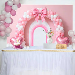 Lofaris Fond Mariage Arche Ballons Roses et Nœud, Arrière-plan Bridal Shower Ballons Cœur et Arc-en-Ciel