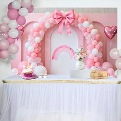 Lofaris Fond Mariage Ballons Roses et Arc-en-Ciel, Arrière-plan Photographie Bridal Shower Ballons Cœurs