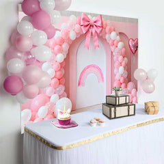 Lofaris Fond Mariage Ballons Roses et Arc-en-Ciel, Arrière-plan Photographie Bridal Shower Ballons Cœurs
