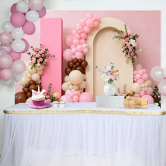 Lofaris Fond Mariage Arche Ballons Rose et Marron, Arrière-plan Photographie de Fête Romantique Bridal Shower