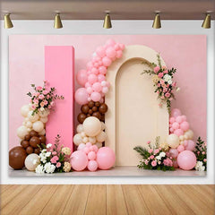 Lofaris Fond Mariage Arche Ballons Rose et Marron, Arrière-plan Photographie de Fête Romantique Bridal Shower