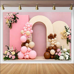 Lofaris Fond Mariage Arche Ballons Roses et Fleurs, Arrière-plan Photographie Élégante pour Bridal Shower