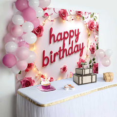 Lofaris Fond Anniversaire Roses Roses et Guirlandes, Arrière-plan Photographie Fête Florale Élégante