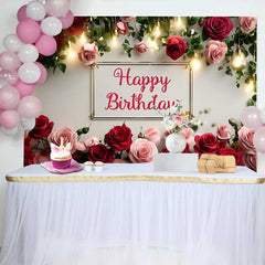 Lofaris Fond Anniversaire Roses Rouges et Roses, Arrière-plan Photographie Femme Lumières Chaudes