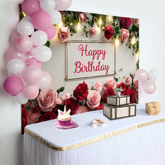 Lofaris Fond Anniversaire Roses Rouges et Roses, Arrière-plan Photographie Femme Lumières Chaudes