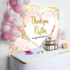 Lofaris Fond Merci Pasteur, Cœur Floral Rose et Guirlandes pour Appréciation du Ministre