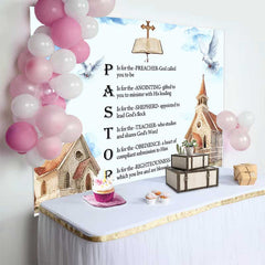 Lofaris Fond Appreciation Pasteur, Poème Acrostiche Religieux Colombes et Église Aquarelle