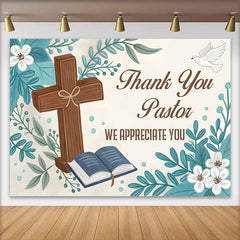 Lofaris Fond Merci Pasteur Croix Bible Florale, Décorations pour Événements d'Église
