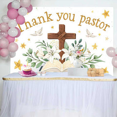 Lofaris Fond Merci Pasteur Lys Blanc Croix Bible, Décorations pour Événements d'Église