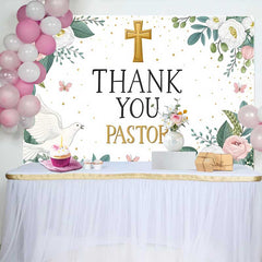 Lofaris Fond Merci Pasteur Croix Or Fleurs Roses, Décor Appréciation Église avec Colombe