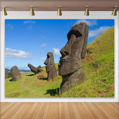 Lofaris Fond Île de Pâques Statues Moai Colline, Arrière-plan Photographie Reliques Anciennes