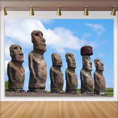 Lofaris Fond Paysage Statues Moai Île de Pâques, Décorations Fête Ruines Historiques