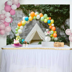 Lofaris Fond de Cake Smash Anniversaire Arche de Ballons et Tente Teepee, Décor Séance Photo Rustique