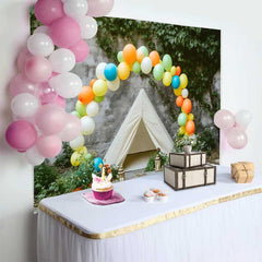 Lofaris Fond de Cake Smash Anniversaire Arche de Ballons et Tente Teepee, Décor Séance Photo Rustique
