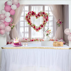 Lofaris Toile de fond florale cœur romantique avec roses roses et rouges, décoration élégante pour mariage et anniversaire