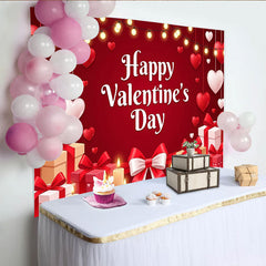 Lofaris Toile de fond Saint-Valentin romantique avec cœurs, cadeaux et bougies, lumières scintillantes