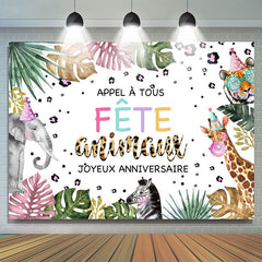 Appel Tous Faire la fête Animaux Heureux Anniversaire Toile de fond