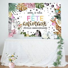 Appel Tous Faire la fête Animaux Heureux Anniversaire Toile de fond