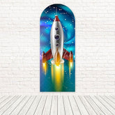 Toile de fond pour arche explosion vol ciel fusée astronaute pour fête galactique